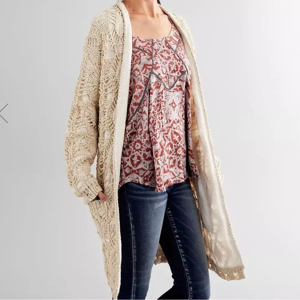 NWT Buckle Crochet Cardigan Large